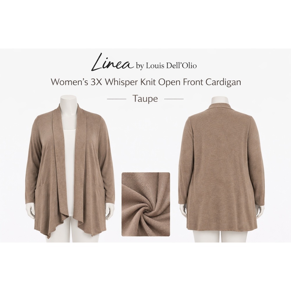 Linea by Louis Dell'Olio Womens 3X Whisper Knit Open Front Cardigan Nutmeg A2573